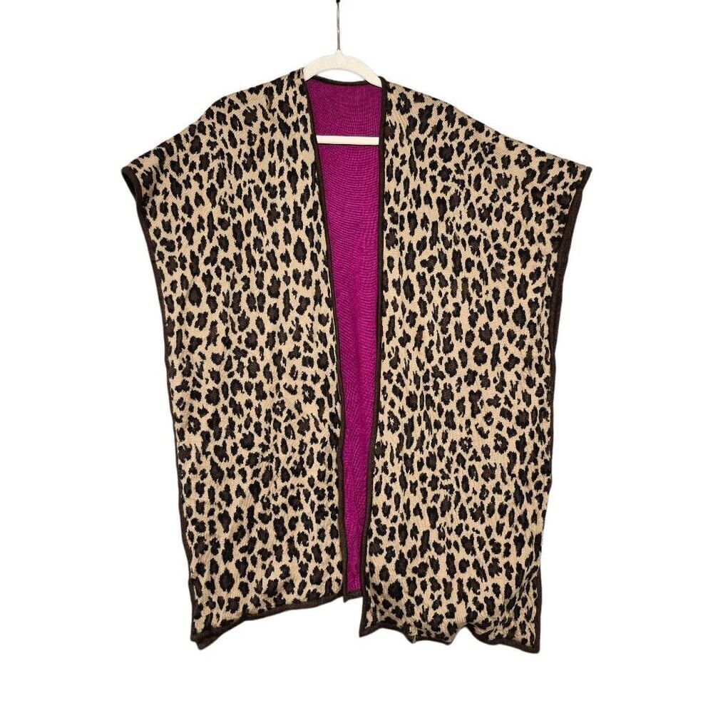 Lauren Ralph Lauren Women's Merino Wool Blend Reversible Animal Print Cape OS
